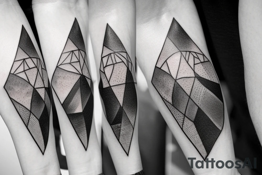 Triangles with a nature and city scenery tattoo idea