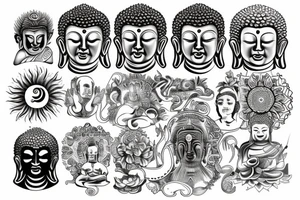 Sun with budha tattoo idea