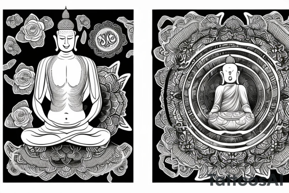 Sun with budha tattoo idea