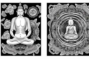 Sun with budha tattoo idea