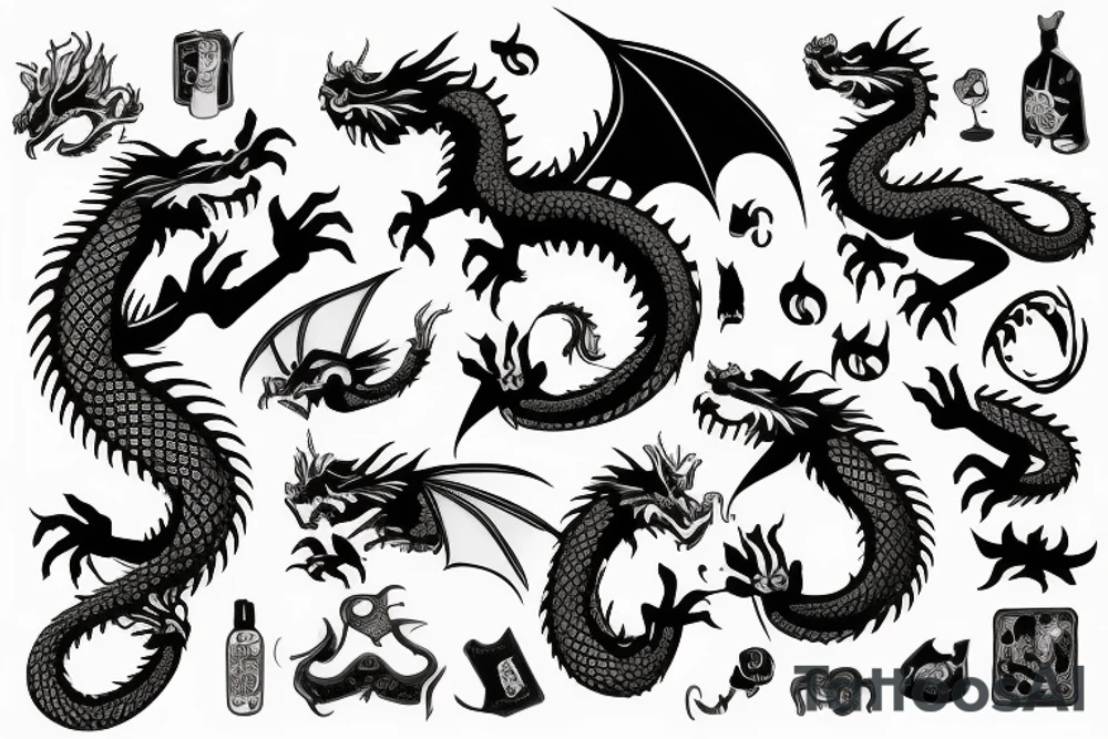 Dragon wearing a had tattoo idea