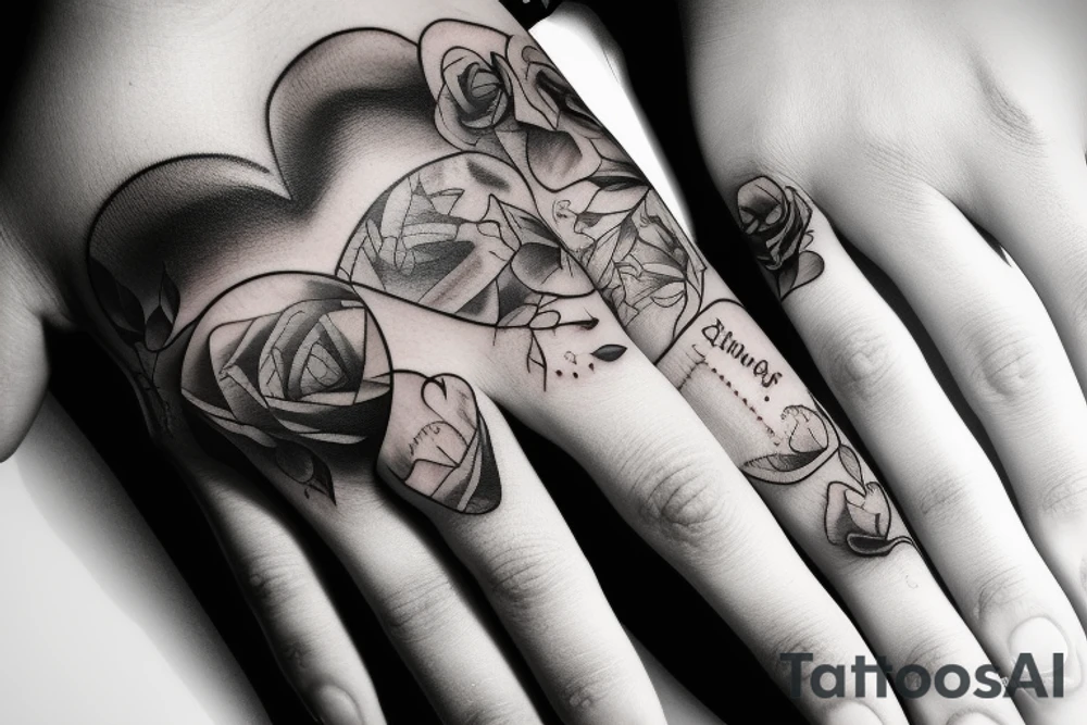 A realistic woman's hand holding a heart tattoo idea