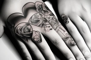 A realistic woman's hand holding a heart tattoo idea