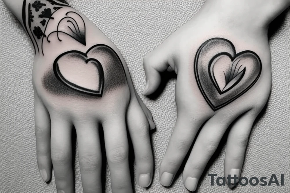 A realistic woman's hand holding a heart tattoo idea