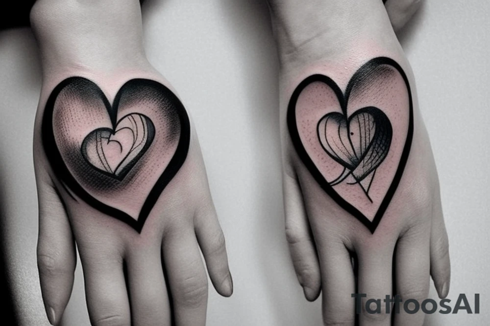 A woman's hand holding a human heart tattoo idea