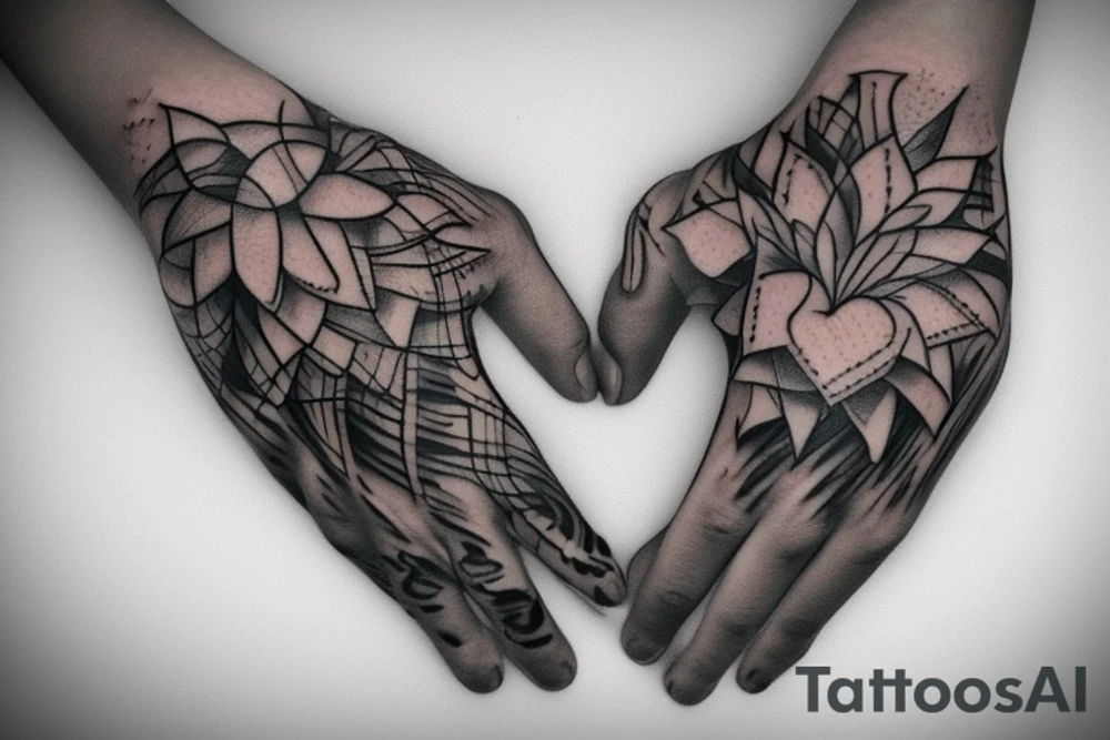 A woman's hand grasping a human heart tattoo idea
