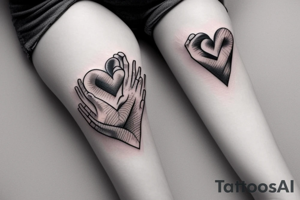 A woman's hand grasping a human heart tattoo idea