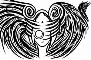 falling angel with an eye looking at it tattoo idea
