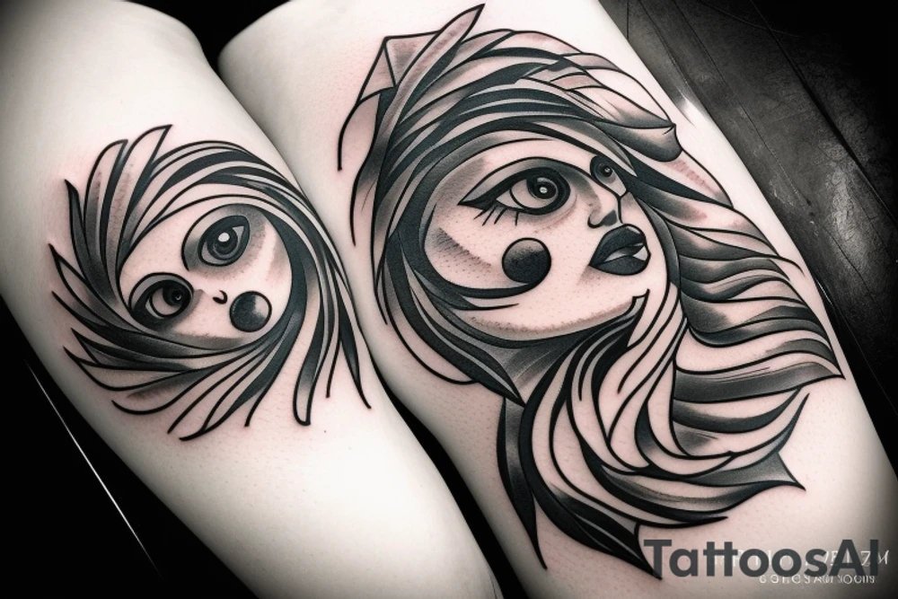 falling angel with an eye looking at it tattoo idea