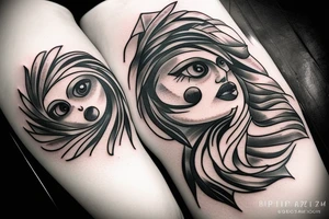 falling angel with an eye looking at it tattoo idea