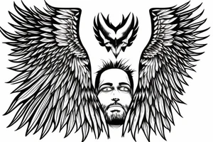 man with angel wings spread wide tattoo idea