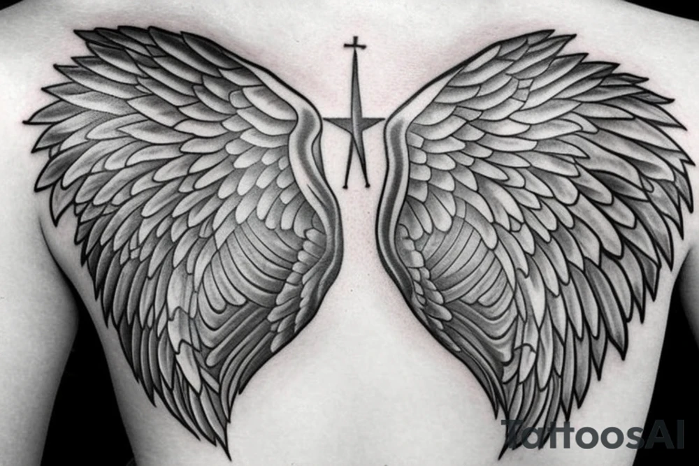 person with angel wings tattoo idea