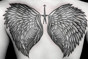 person with angel wings tattoo idea