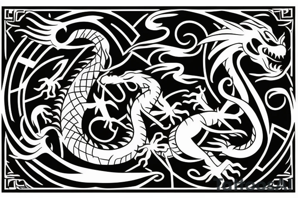 Dragon in a maze tattoo idea