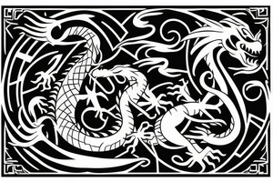 Dragon in a maze tattoo idea