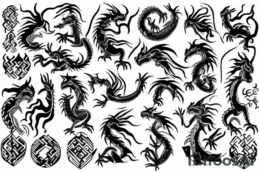 Dragon in a maze tattoo idea