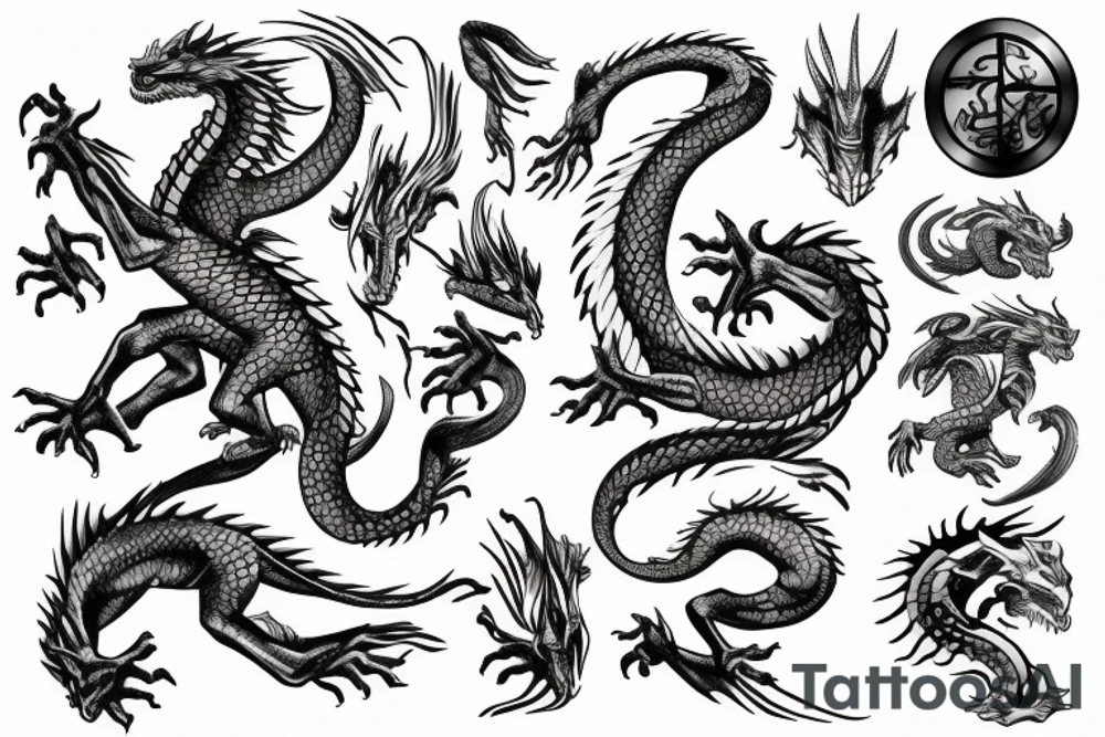 Dragon in a maze tattoo idea