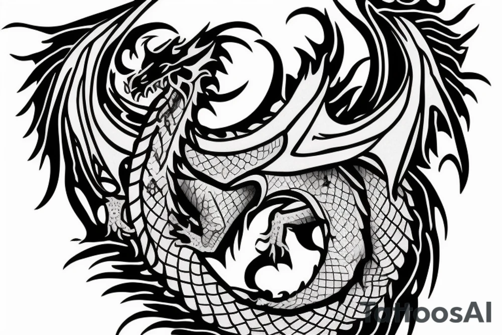 Dragon wing in a maze tattoo idea