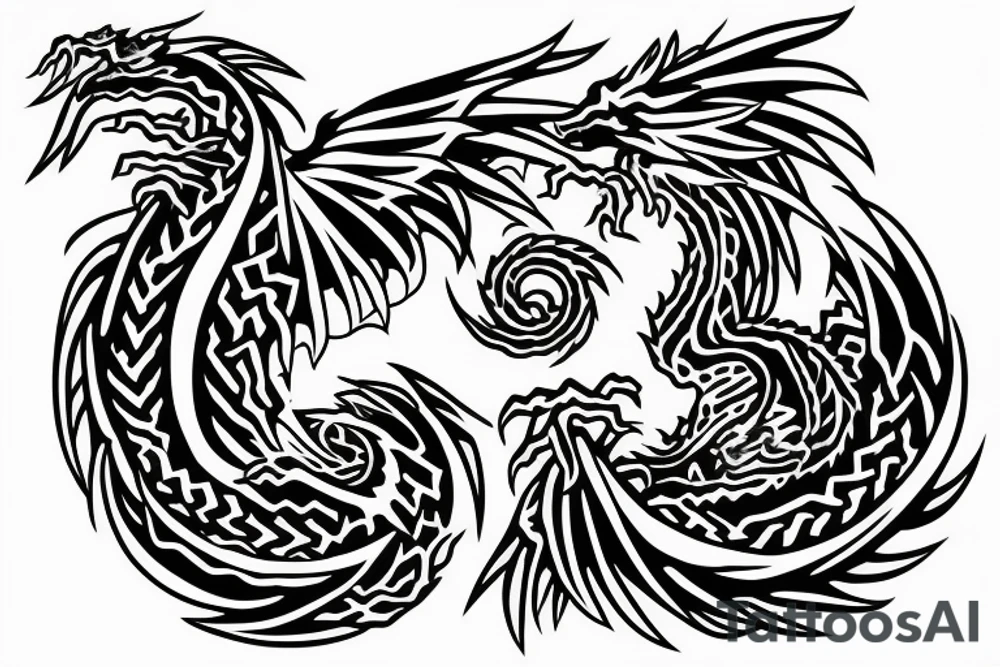 Dragon wing in maze tattoo idea