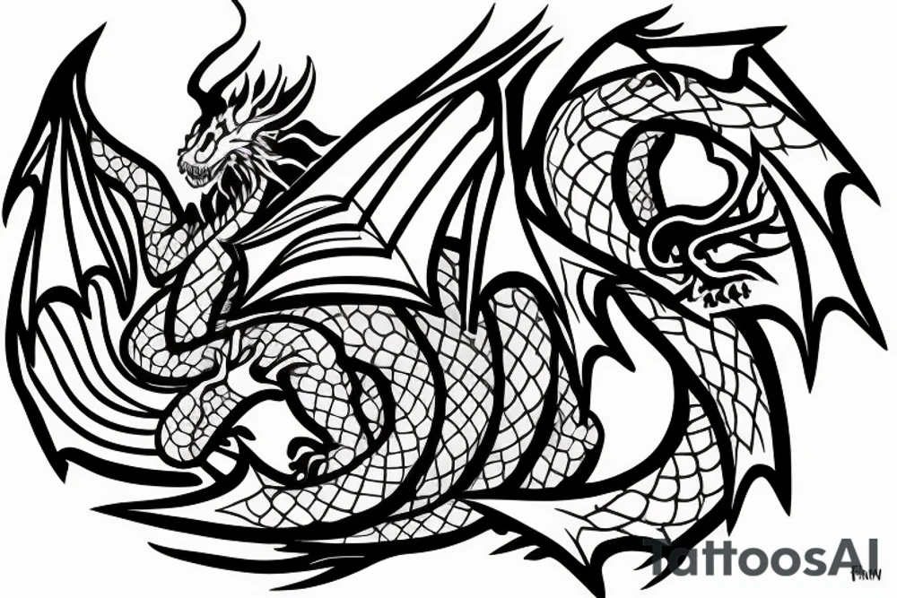 Dragon wing in maze tattoo idea