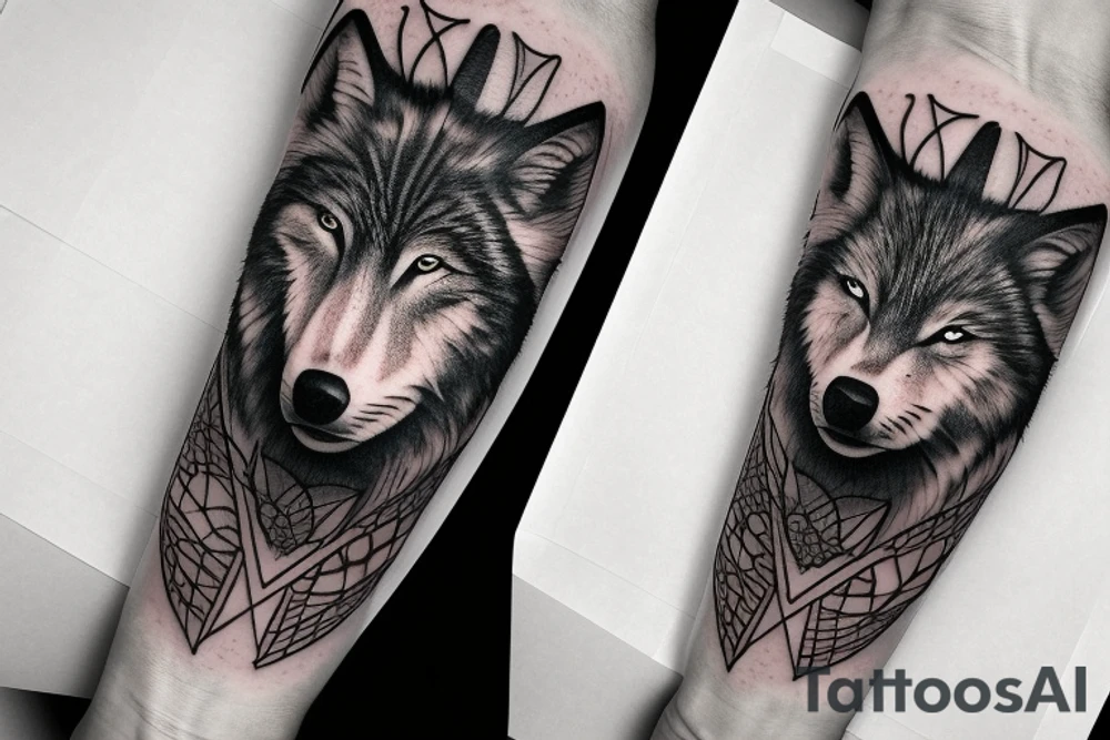 https://cacto-static.s3.amazonaws.com/IMG_4652.jpeg, ultra realistic, wolf tattoo, in the arm, showing it completely tattoo idea