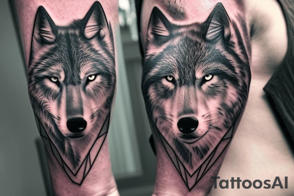 https://cacto-static.s3.amazonaws.com/IMG_4652.jpeg, ultra realistic, wolf tattoo, in the arm, showing it completely tattoo idea