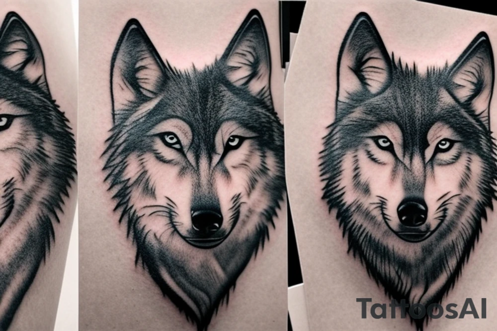 https://cacto-static.s3.amazonaws.com/IMG_4652.jpeg, realistic, wolf tattoo, full color, showing it completely tattoo idea