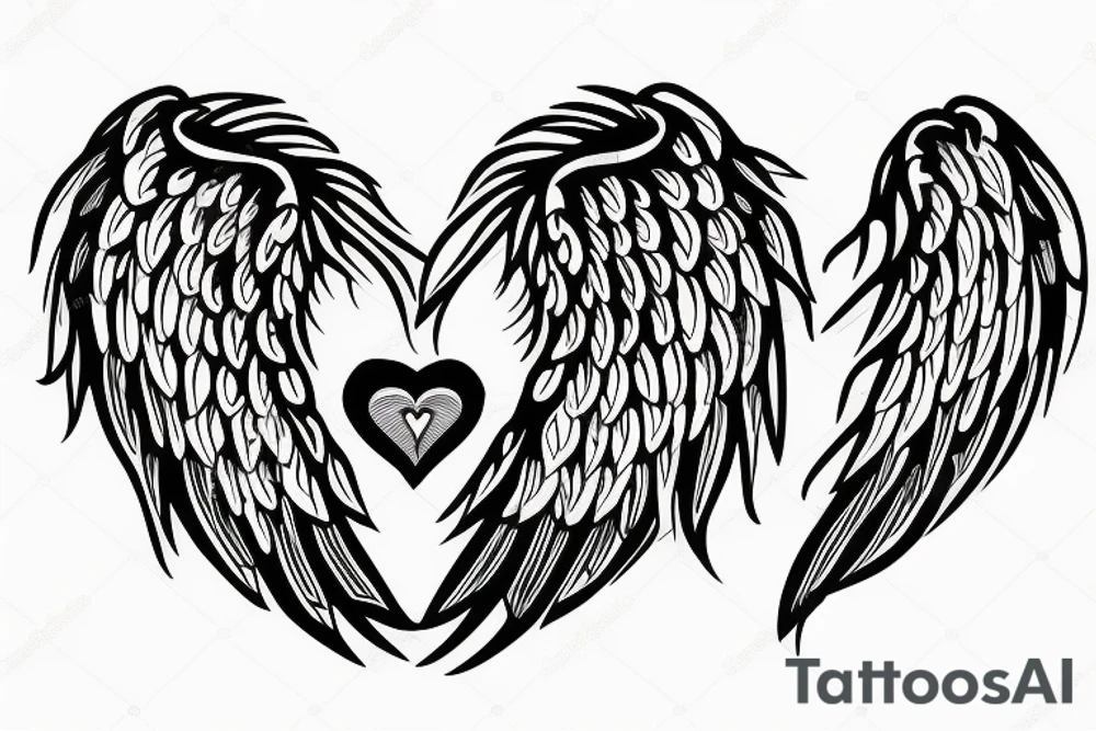 heart with angel wings tattoo idea