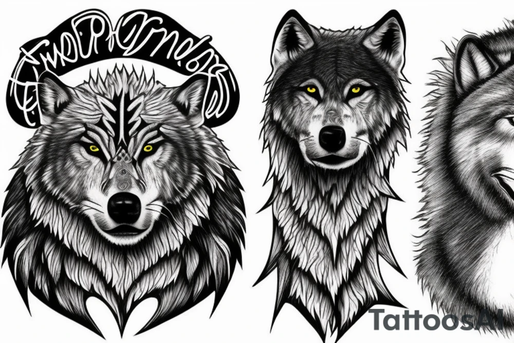 good tyr whit two wolfs tattoo idea