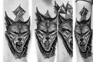 good tyr whit two wolfs tattoo idea
