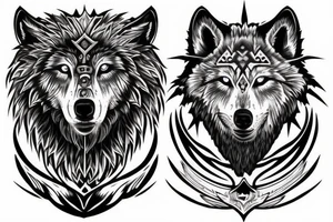 god tyr whit two wolfs tattoo idea