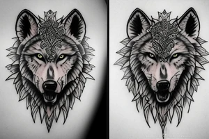 god tyr whit two wolfs tattoo idea