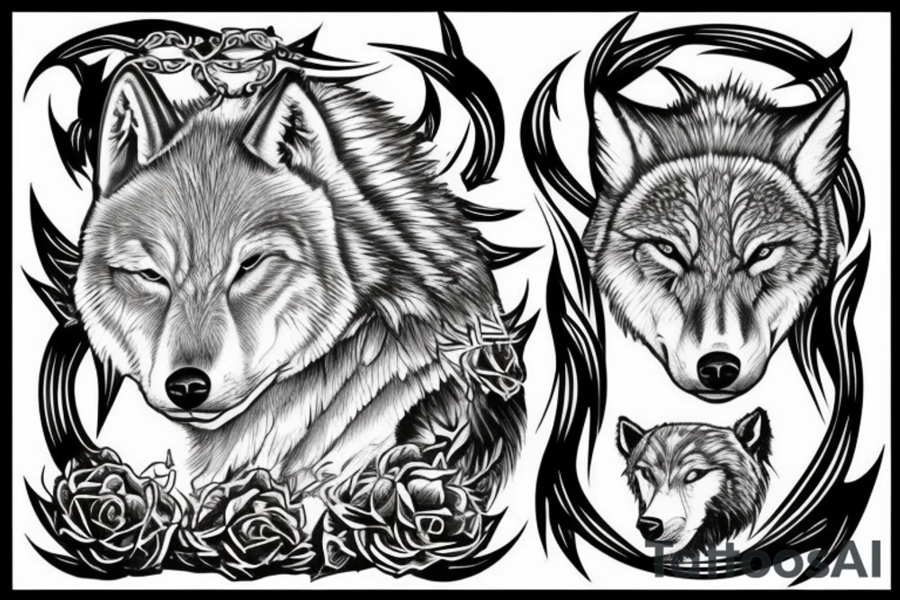 god tyr whit two wolfs tattoo idea