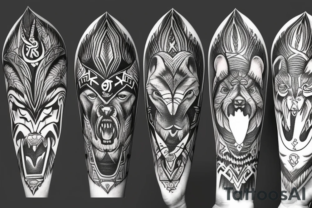 god tyr and two wolfs tattoo idea