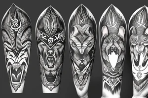 god tyr and two wolfs tattoo idea