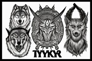 god tyr and two wolfs tattoo idea