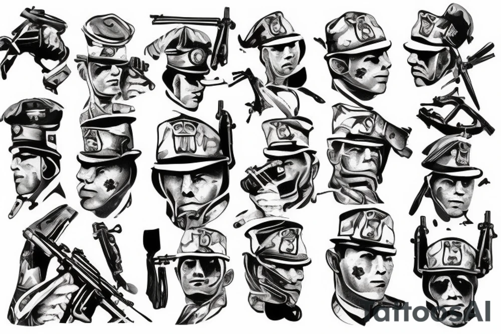 a soldier fighting in war with himself tattoo idea