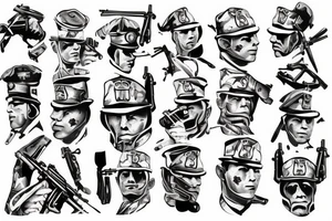 a soldier fighting in war with himself tattoo idea