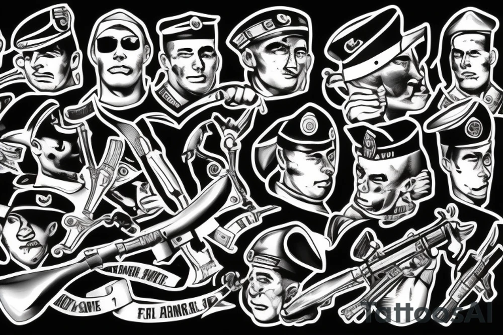 a soldier fighting in war with himself tattoo idea