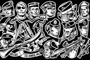 a soldier fighting in war with himself tattoo idea
