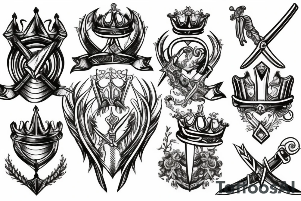 sword through crown tattoo idea