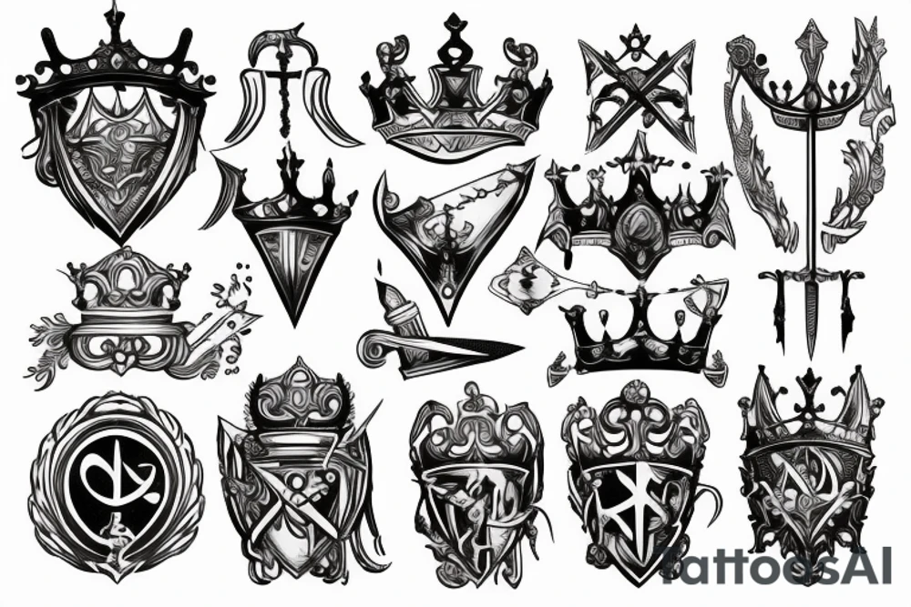 sword through crown tattoo idea