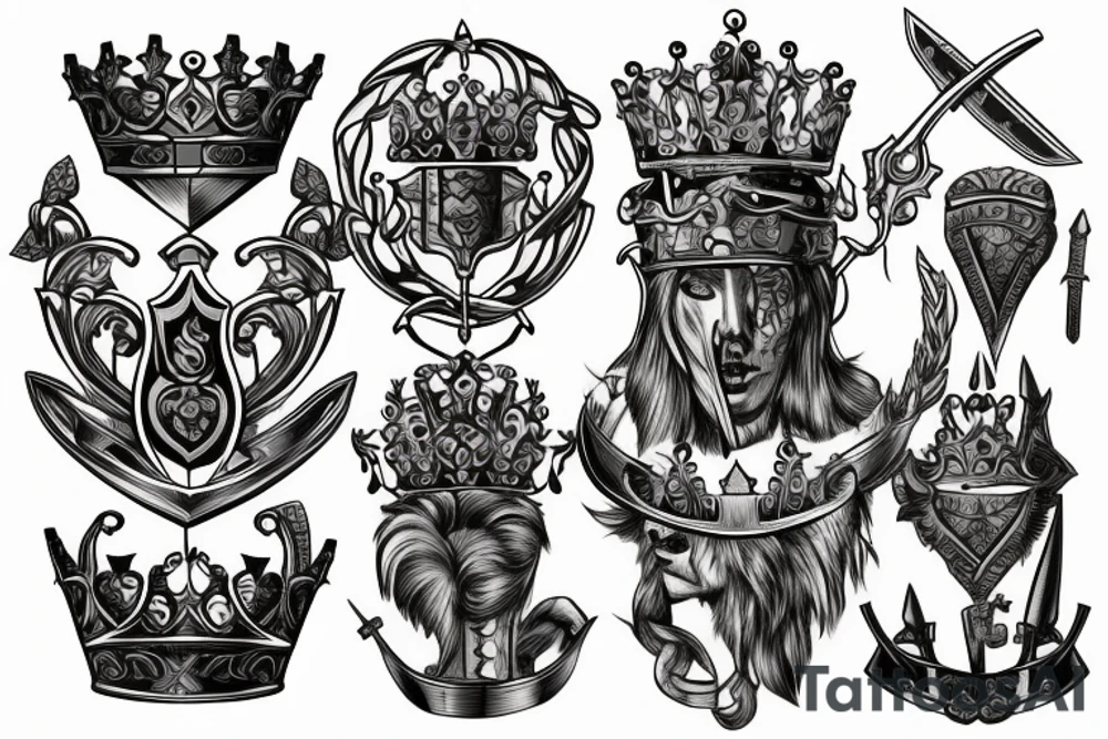 sword through crown tattoo idea