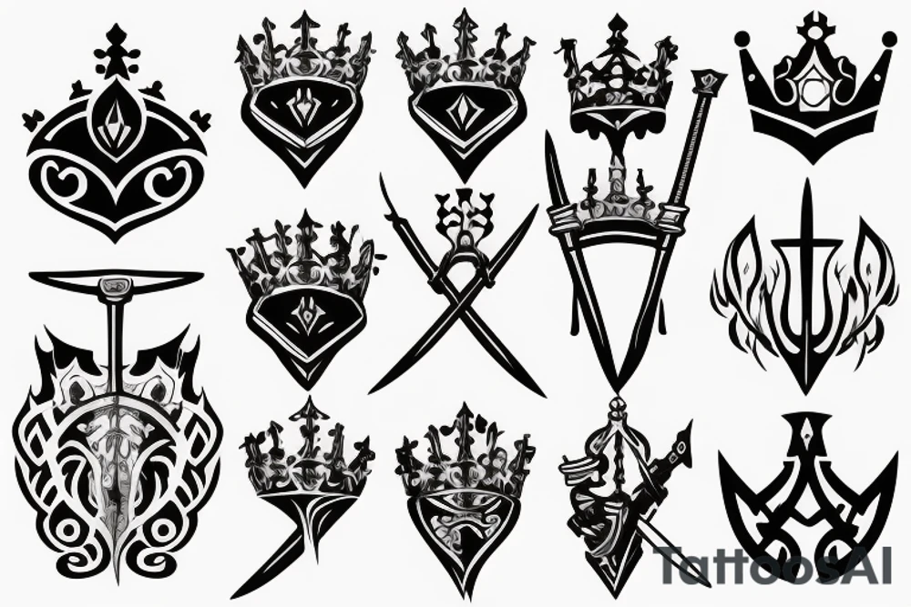 sword through crown tattoo idea