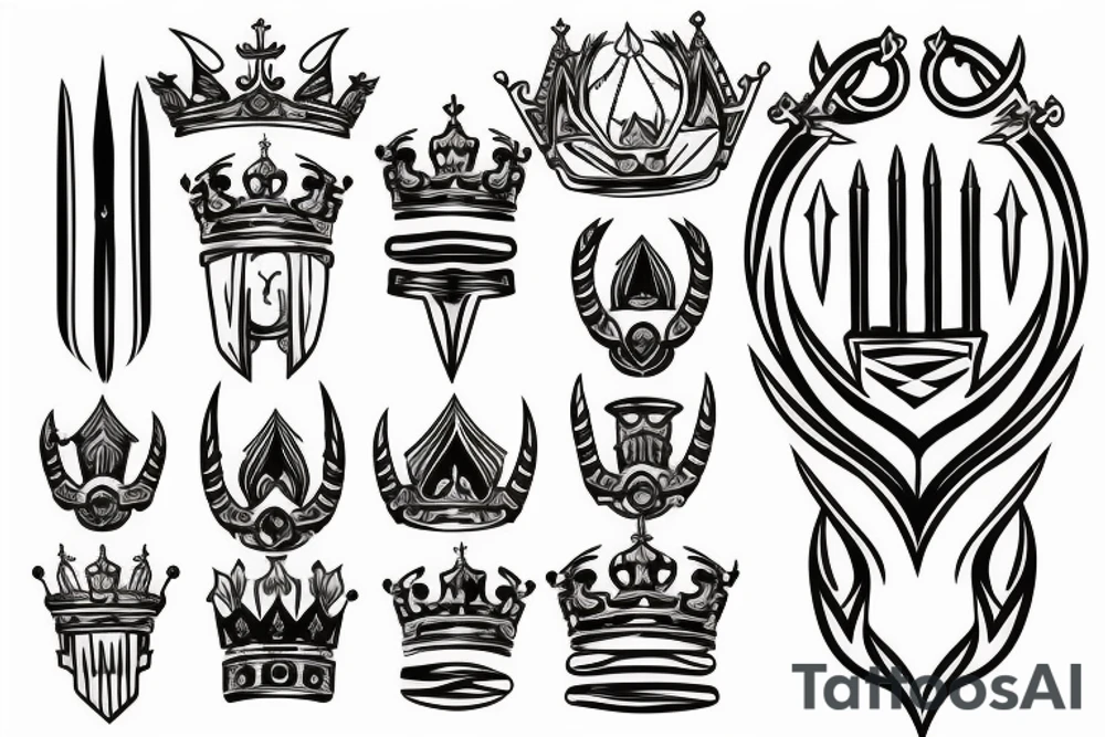 sword through crown tattoo idea