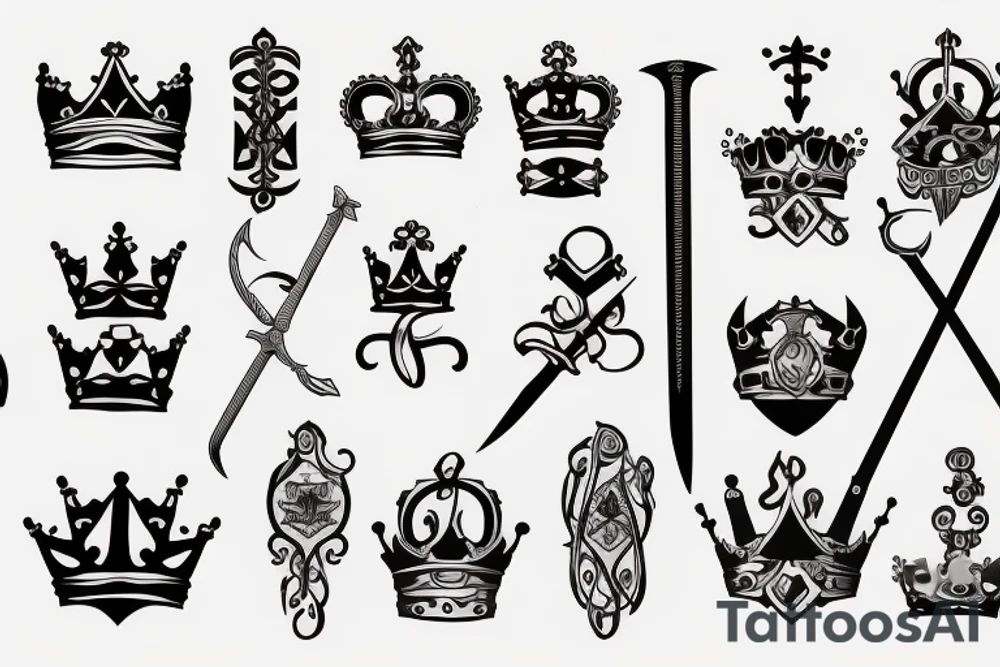 sword and crown tattoo idea
