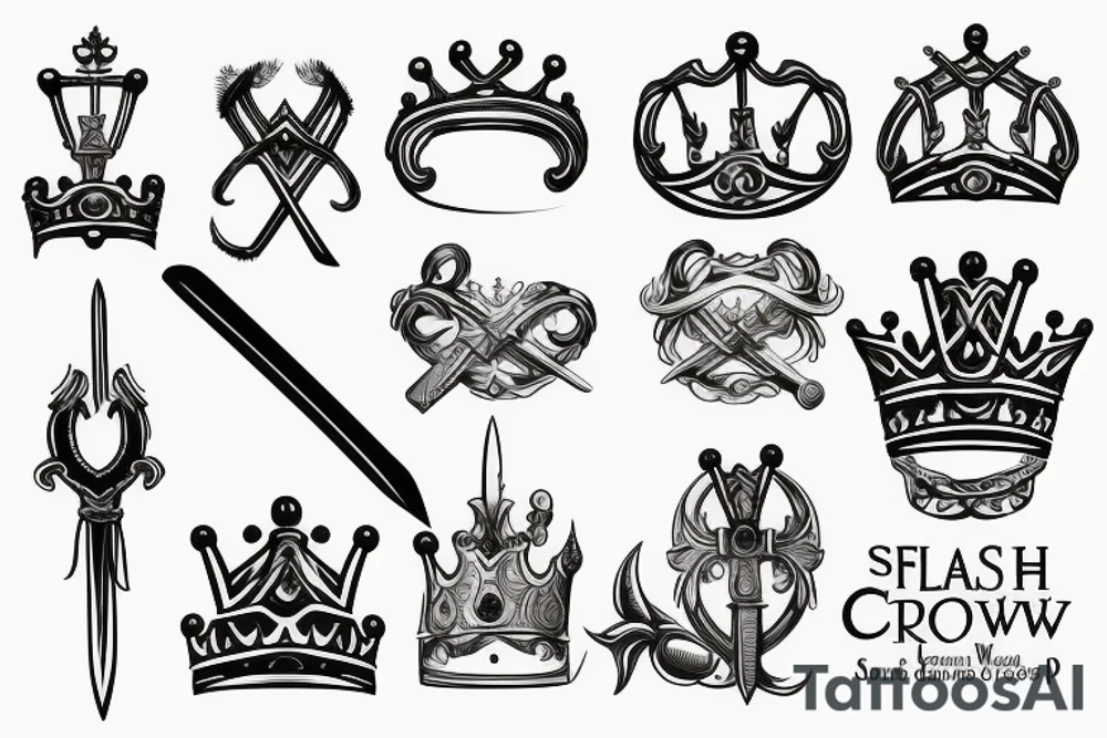 sword and crown tattoo idea