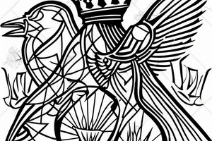 a king chess piece with a sparrow at the top tattoo idea