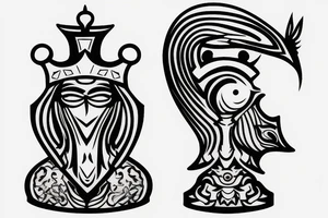 king chess piece with a bird sitting on its head tattoo idea