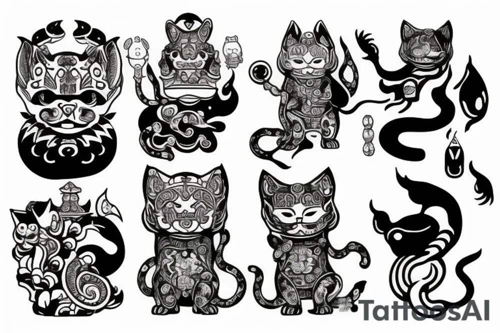 maneki neko death magician tattoo idea